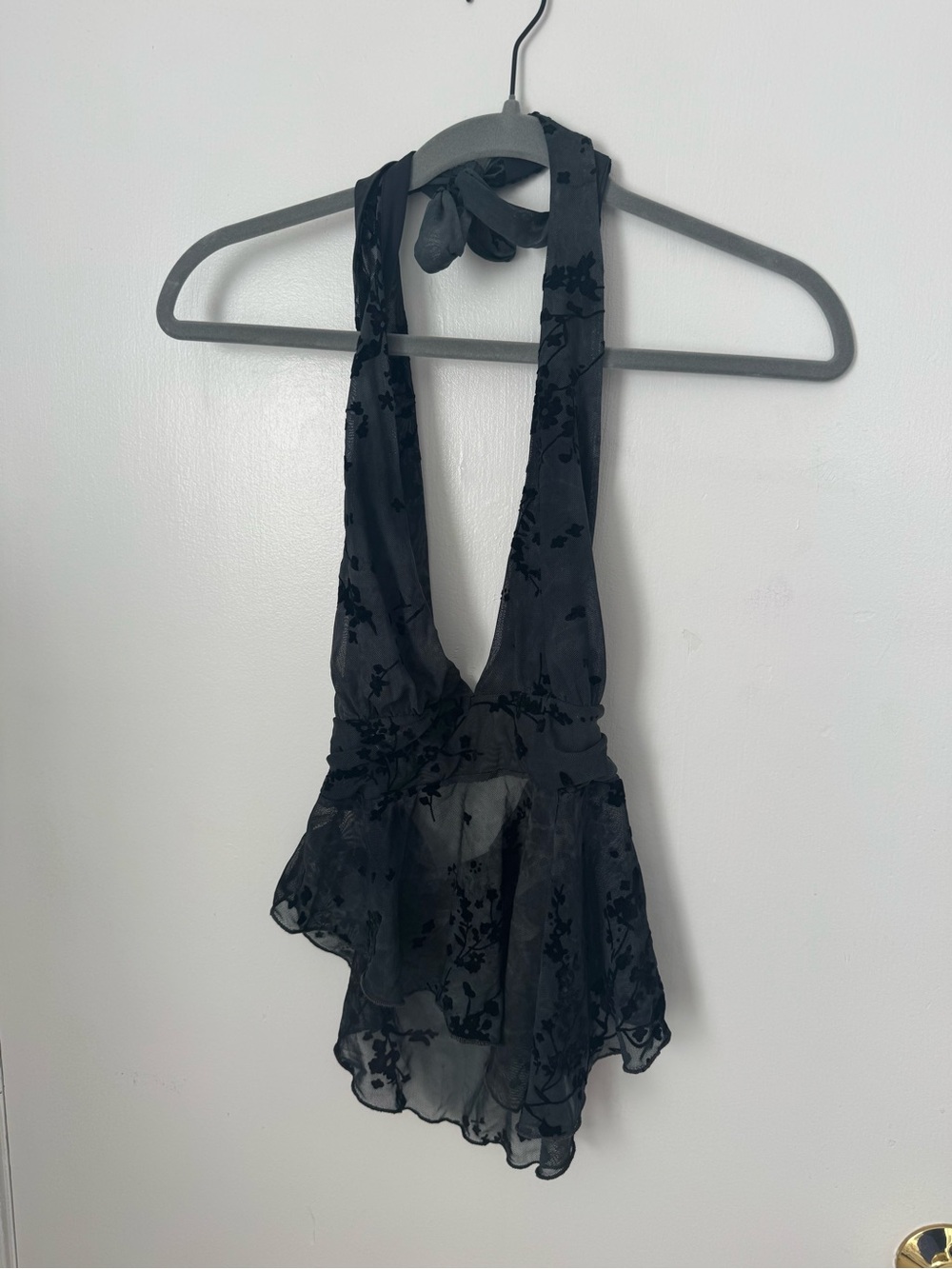 Zara Black Floral Halter Top